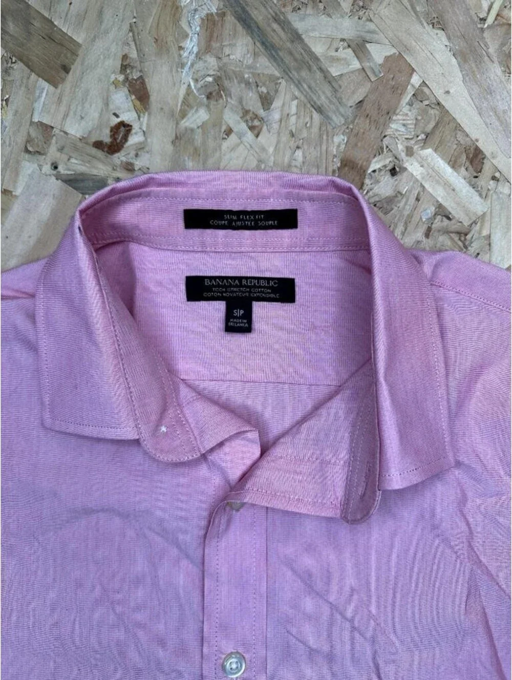 Banana Republic Shirt Mens Small Pink Slim Flex Fit Tech Stretch Cotton Button